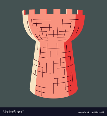 Castle tower medieval ancient fortress isolated vector image Castle tower medieval ancient fortress isolated vector image