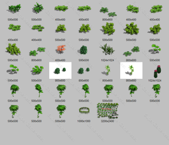 Casual RPG Flower & Grass - game tree sprites - Super Game Asset