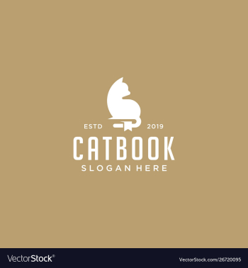 Cat book logo design download vector image Cat book logo design download vector image