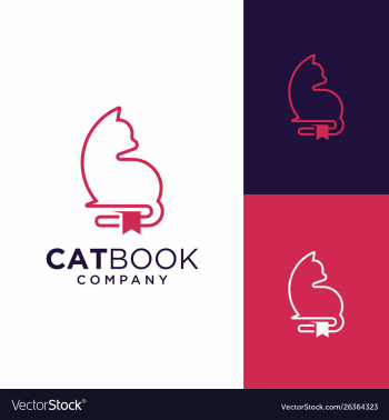 Cat book logo design inspiration vector image Cat book logo design inspiration vector image