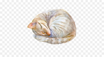 Cat Cartoon Watercolor painting - Sleeping kitten Cat Cartoon Watercolor painting - Sleeping kitten