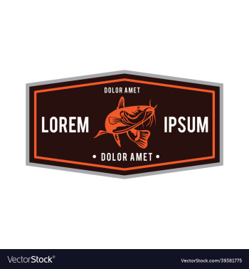 cat fish logo design in label style cat fish logo design in label style