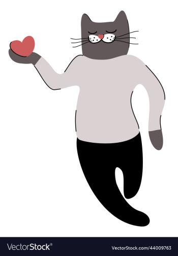 cat holdind a heart isolated cat holdind a heart isolated