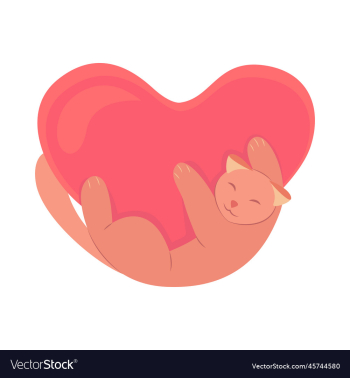 cat hugging a stylized heart cat hugging a stylized heart