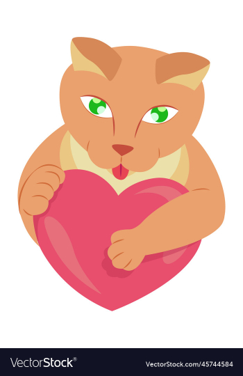 cat hugging a stylized heart cat hugging a stylized heart