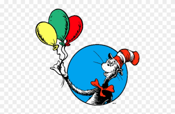 Cat In The Hat With Balloons - Dr Seuss Clip Art