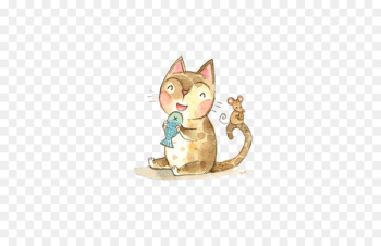 Cat Kitten Mouse Drawing Illustration - Cat fish Cat Kitten Mouse Drawing Illustration - Cat fish