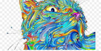 Cat Kitten Psychedelic art Psychedelia - Hand-painted colorful cat 