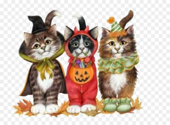 Cat Kitten Trick-or-treating Halloween - Three kittens Cat Kitten Trick-or-treating Halloween - Three kittens