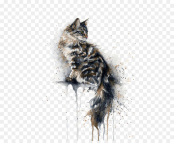 Cat Kitten Watercolor painting Drawing - Elevated on a cat Cat Kitten Watercolor painting Drawing - Elevated on a cat