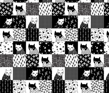 cat quilt // black and white quilt squares quilt design patchwork ...