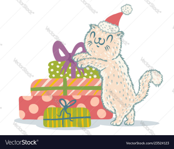Cat with christmas gifts vector image Cat with christmas gifts vector image