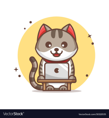 cat working on laptop icon