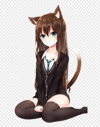 Catgirl Anime Nekopara Kavaii The Idolmaster Cinderella Girls, anime girl, black Hair, manga, fictional Character png