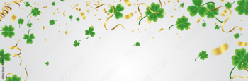 Celebration Happy St. Patrick's day lettering on sparkling dark green clover shamrock on transparent background. Art design festive fun decor glitters. Abstract concept graphic tinsel element .