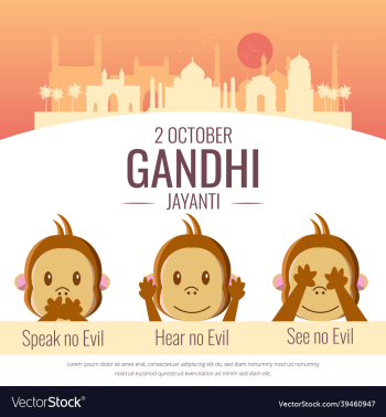 celebration of gandhi jayanti with three monkey celebration of gandhi jayanti with three monkey