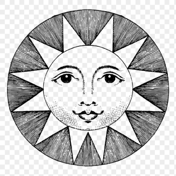 Celestial sun png drawing, vintage | Free PNG - rawpixel