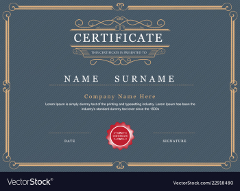 Certificate achievement frame border elegant vector image Certificate achievement frame border elegant vector image