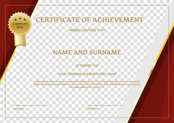 Certificate of achievement, Academic certificate Template Encapsulated PostScript Computer file, Red Border English Certificate transparent background PNG clipart
