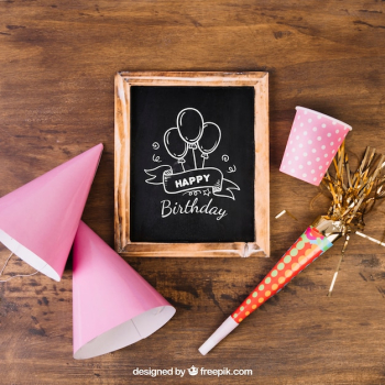 Chalkboard mockup with birthday design