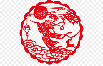 Chang'e Chinese paper cutting Papercutting Mid-Autumn Festival Moon rabbit - Chang E 