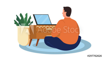 Character working on laptop Character working on laptop