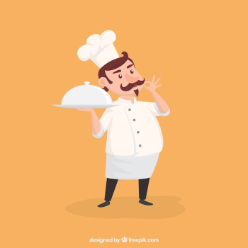 Characteristic chef ready to serve Characteristic chef ready to serve