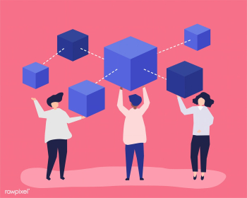 Characters of people holding a blockchain net.. | Free stock vector - 455397 Characters of people holding a blockchain net.. | Free stock vector - 455397