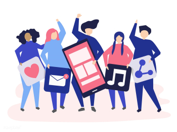 Characters of people holding social networkin.. | Free stock vector - 455740 Characters of people holding social networkin.. | Free stock vector - 455740