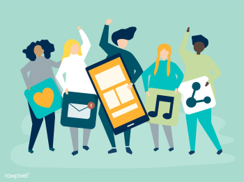 Characters of people holding social networkin.. | Free stock vector - 455745 Characters of people holding social networkin.. | Free stock vector - 455745