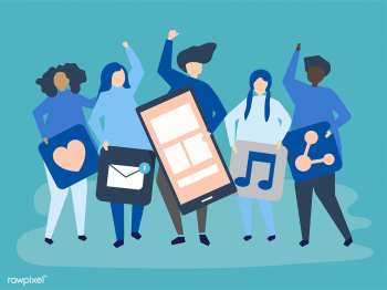 Characters of people holding social networkin.. | Free stock vector - 455758 Characters of people holding social networkin.. | Free stock vector - 455758