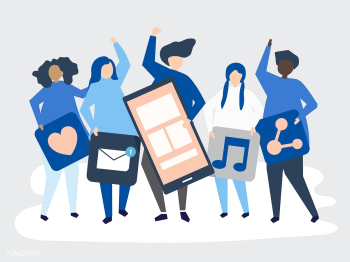 Characters of people holding social networkin.. | Free stock vector - 455763 Characters of people holding social networkin.. | Free stock vector - 455763