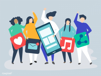 Characters of people holding social networkin.. | Free stock vector - 455765 Characters of people holding social networkin.. | Free stock vector - 455765