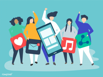 Characters of people holding social networkin.. | Free stock vector - 455767 Characters of people holding social networkin.. | Free stock vector - 455767