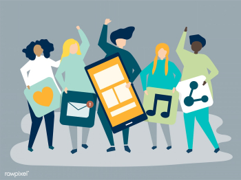 Characters of people holding social networkin.. | Free stock vector - 455773 Characters of people holding social networkin.. | Free stock vector - 455773