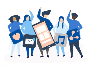 Characters of people holding social networkin.. | Free stock vector - 455776 Characters of people holding social networkin.. | Free stock vector - 455776