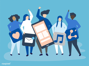 Characters of people holding social networkin.. | Free stock vector - 455781 Characters of people holding social networkin.. | Free stock vector - 455781