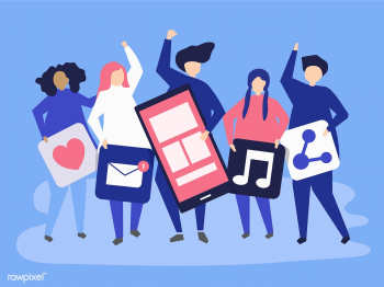 Characters of people holding social networkin.. | Free stock vector - 455791 Characters of people holding social networkin.. | Free stock vector - 455791