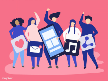 Characters of people holding social networkin.. | Free stock vector - 455792 Characters of people holding social networkin.. | Free stock vector - 455792
