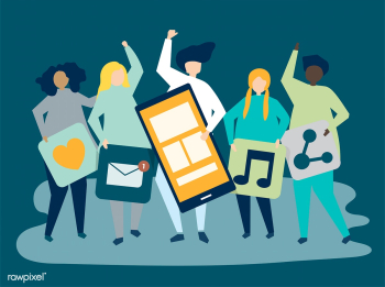 Characters of people holding social networkin.. | Free stock vector - 455793 Characters of people holding social networkin.. | Free stock vector - 455793