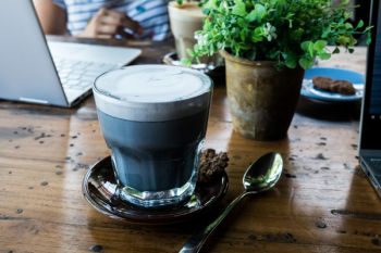 Charcoal black coffee cappuccino 