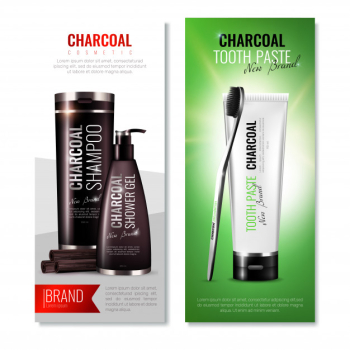 Charcoal toothpaste vertical banners Free Vector Charcoal toothpaste vertical banners Free Vector