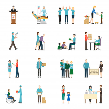 Charity donation icons set Free Vector Charity donation icons set Free Vector