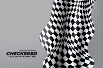 Checkered flag cloth on gray background Free Vector