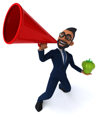 Cheerful Businessman Promoting Healthy Eating Cheerful Businessman Promoting Healthy Eating