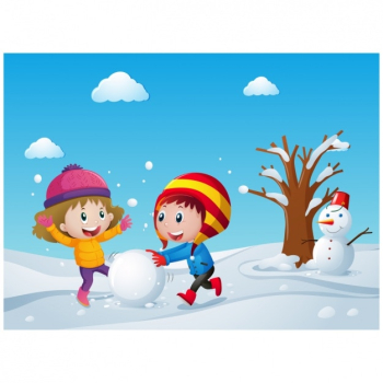Cheerful children playing with snow Cheerful children playing with snow