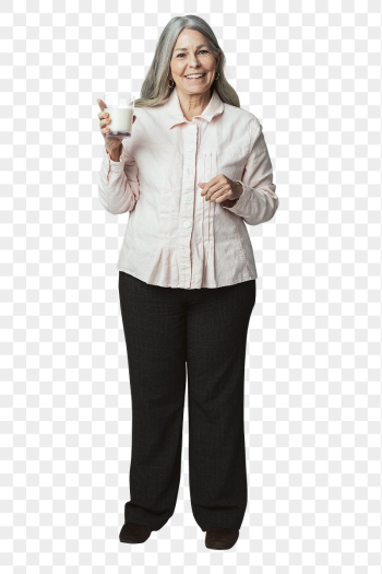 Cheerful senior woman drinking a glass | Free PNG Sticker - rawpixel