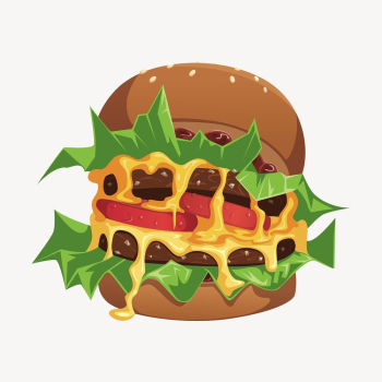 Cheeseburger meal clipart, illustration vector. | Free Vector - rawpixel