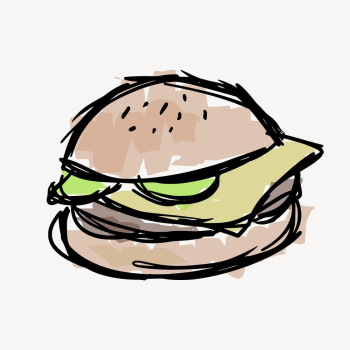 Cheeseburger meal doodle, illustration vector. | Free Vector - rawpixel