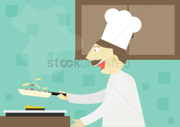 Chef frying a meal